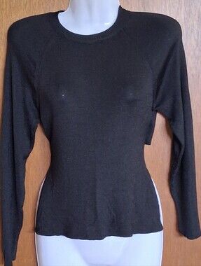 ZARA BLACK LONG-SLEEVE THIN KNIT CREWNECK TOP